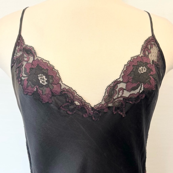 🌺SOLD🌺 Y2K Victoria’s Secret Silk Sheer Mesh Black Purple Maxi Gown Slip Dress - Picture 8 of 11